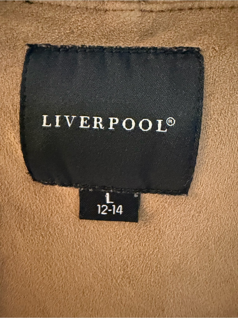 Liverpool Los Angeles Brown Faux Suede Open Front Draped Cardigan Jacket Large - Picture 4 of 13